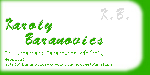 karoly baranovics business card